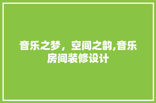 音乐之梦，空间之韵,音乐房间装修设计