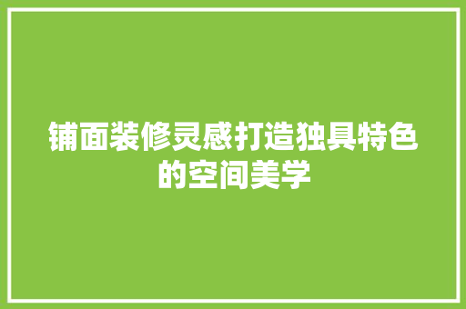 铺面装修灵感打造独具特色的空间美学