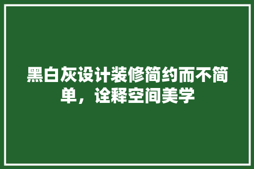 黑白灰设计装修简约而不简单，诠释空间美学