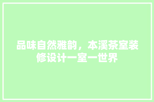 品味自然雅韵，本溪茶室装修设计一室一世界