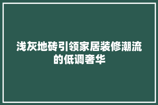 浅灰地砖引领家居装修潮流的低调奢华