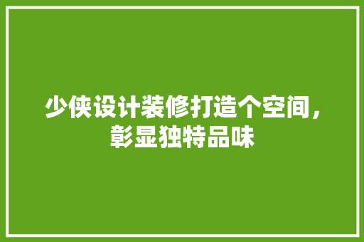少侠设计装修打造个空间，彰显独特品味