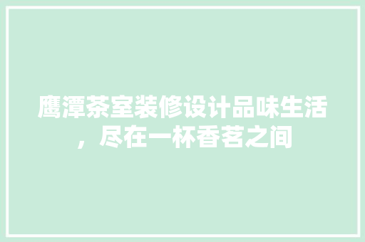 鹰潭茶室装修设计品味生活，尽在一杯香茗之间