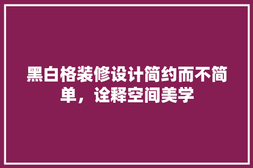 黑白格装修设计简约而不简单，诠释空间美学