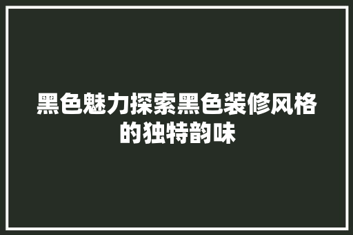 黑色魅力探索黑色装修风格的独特韵味