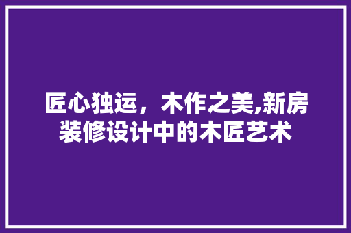 匠心独运，木作之美,新房装修设计中的木匠艺术 建筑设计