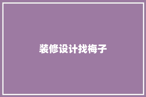 装修设计找梅子