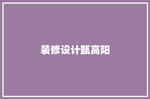 装修设计甄高阳
