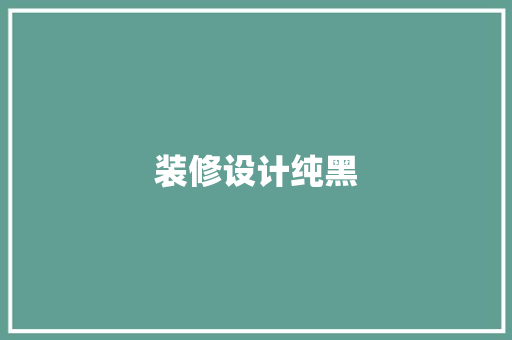 装修设计纯黑