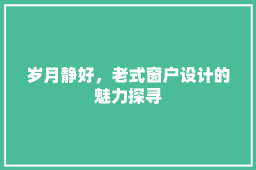 岁月静好，老式窗户设计的魅力探寻