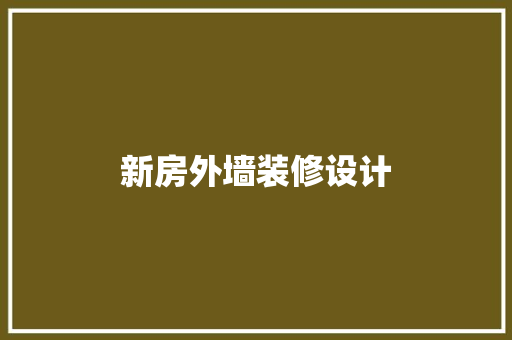 新房外墙装修设计