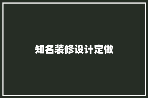 知名装修设计定做