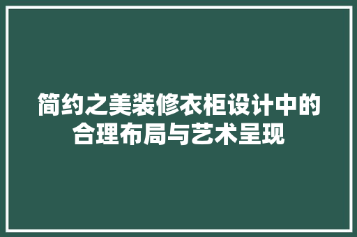 简约之美装修衣柜设计中的合理布局与艺术呈现