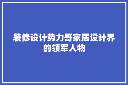 装修设计势力哥家居设计界的领军人物 施工管理